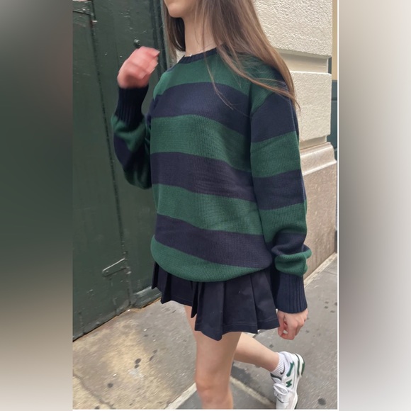 Brandy Melville Sweaters Brandy Melville Green And Navy Brianna Sweater Poshmark